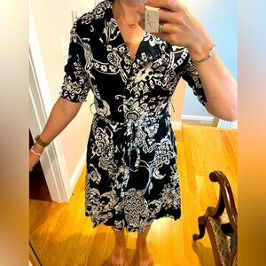 Willi Smith 100% cotton belted button-up dress